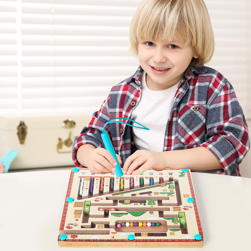 Montessori Toy Early Educational Wooden Cognitive Unisex Bead Sorting Maze Toy for Children's Number Logic Thinking Toy