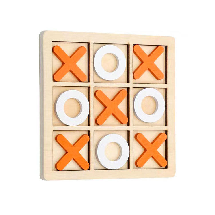 Wood Tic Tac Toe Board Game Funny Toy Indoor Portable Two-Player Interactive Tabletop Game Children's