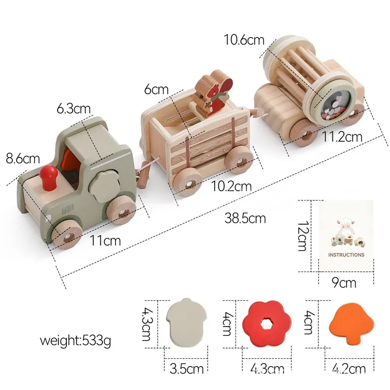 Wholesale Christmas Wooden Cars Wooden Railway Mini Train Set Toy for Kids