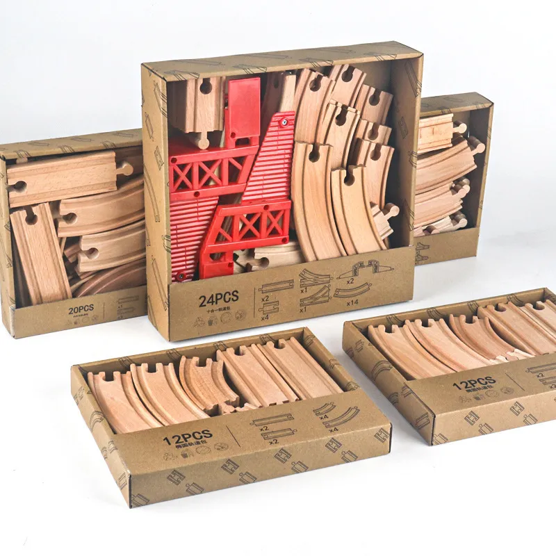 Unisex DIY Creative Wooden Railway Train Track Set Detailed Photo 3
