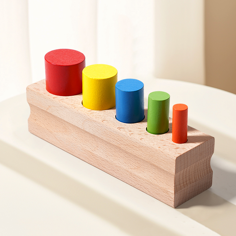 Montessori Wooden Teaching Aids-Five-Color Cylinders for Kids 2-4 &amp; 5-7 Years Early Education Educational Toys
