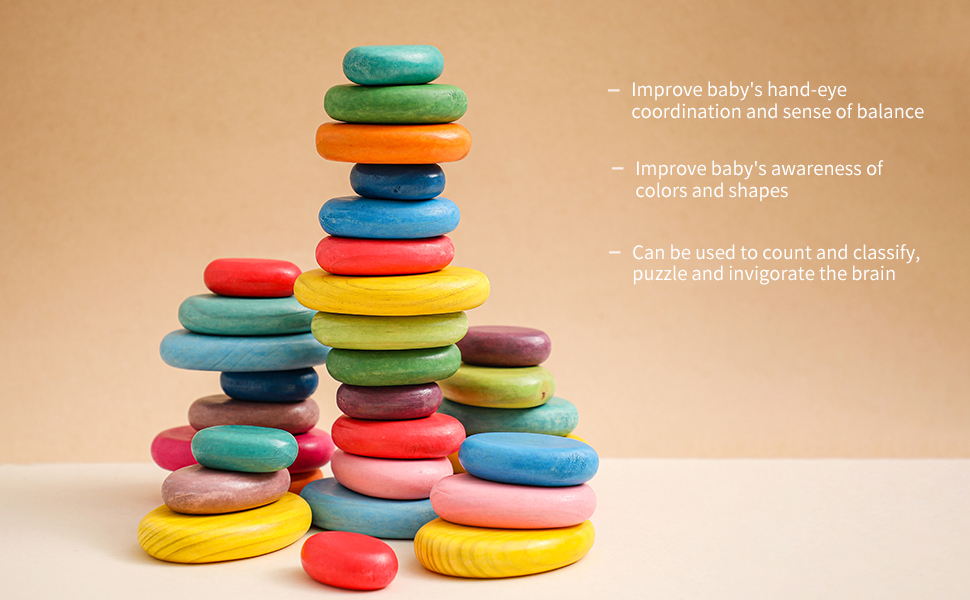 Wooden Sorting Stacking Rocks Detail 9