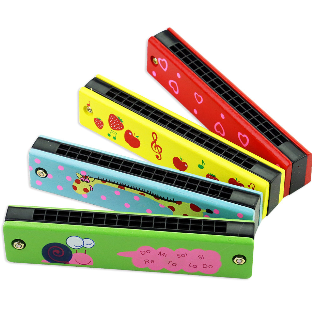 High Quality Wooden Harmonica for Kids Educational Mouth Organ Sound Toy Chromatic Pronunciation Method