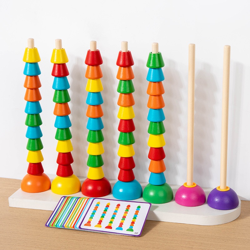 Children's Wooden Multifunctional Color Sorting Positioning Logic Training Set Kindergarten Math Enlightenment Educational Toy