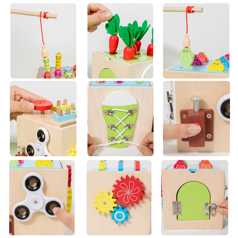 Montessori Wooden Toys Play Kit for Toddlers 2 4 Object Permanence Box Coin Carrot Early Development Shape Sorter Ball Drop EN71
