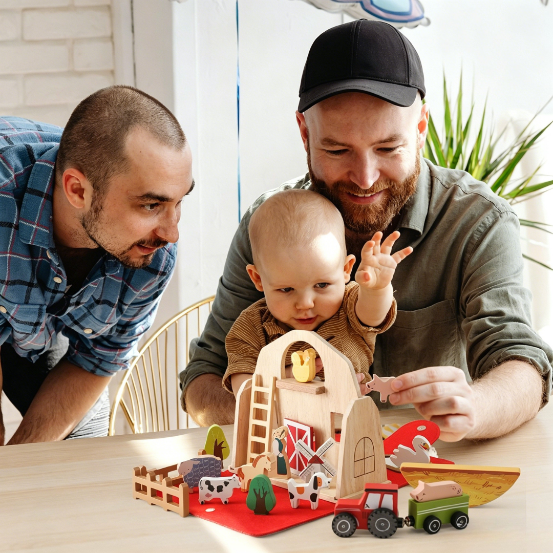 Beiyang Custom Montessori Educational Wooden Barn Farm Stacking Toys For Toddlers 25-36 Months Improve Cognitive Skills