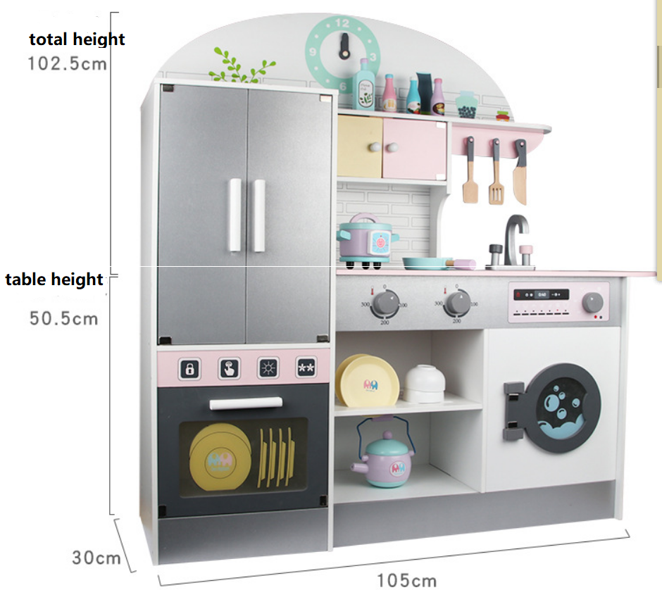 Game Gift Wooden Pretend Play Kitchen With Utensil Toys for Kids Boys Girls Children's Cooking Role Play Set