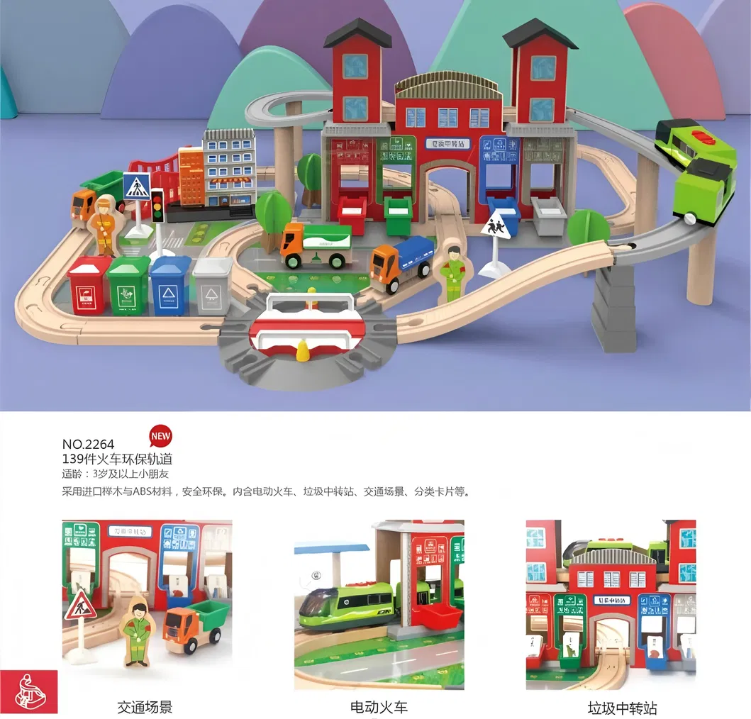 2026 Wholesale Chirstmas Kids Railway Electric Toy Wooden Model Mini Train Set