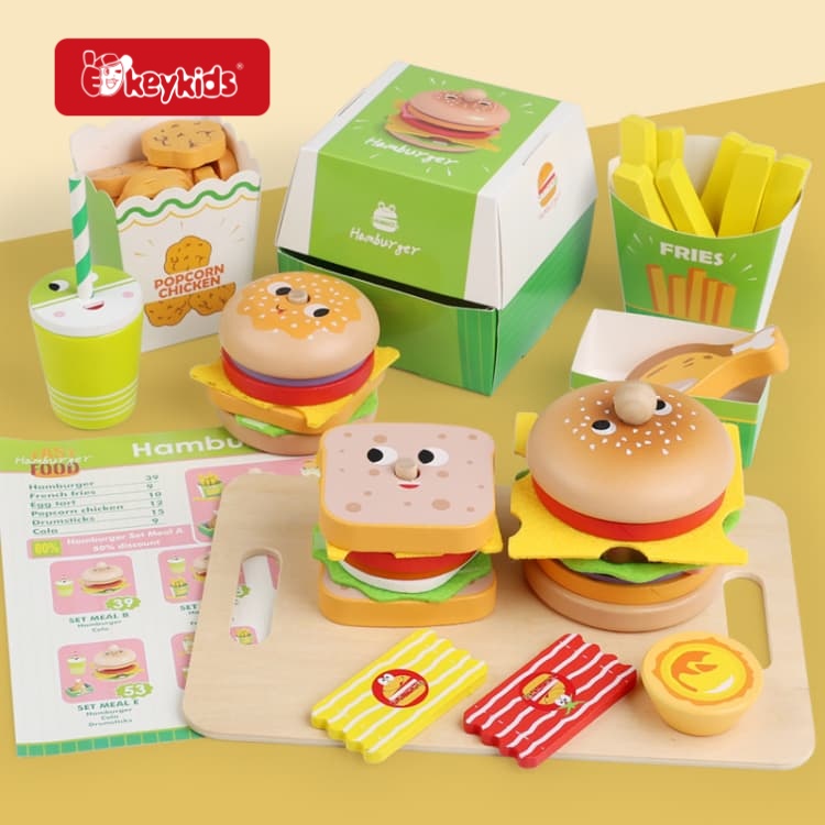 2026 New Wooden Sandwich Stacking Toy Pretend Play Food Montessori Educational Toy for Kids W10L220