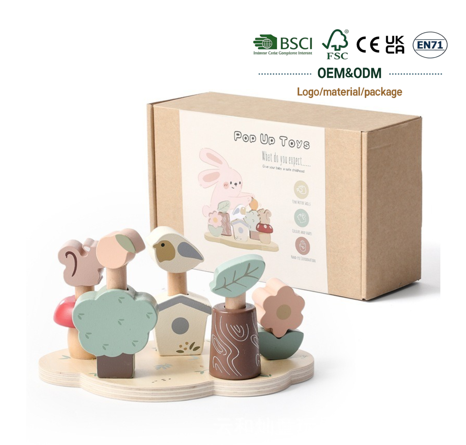 JET NEW Montessori Toys Wooden Forest Animal Bouncy Toy Stacking Wooden Block Educational Toys