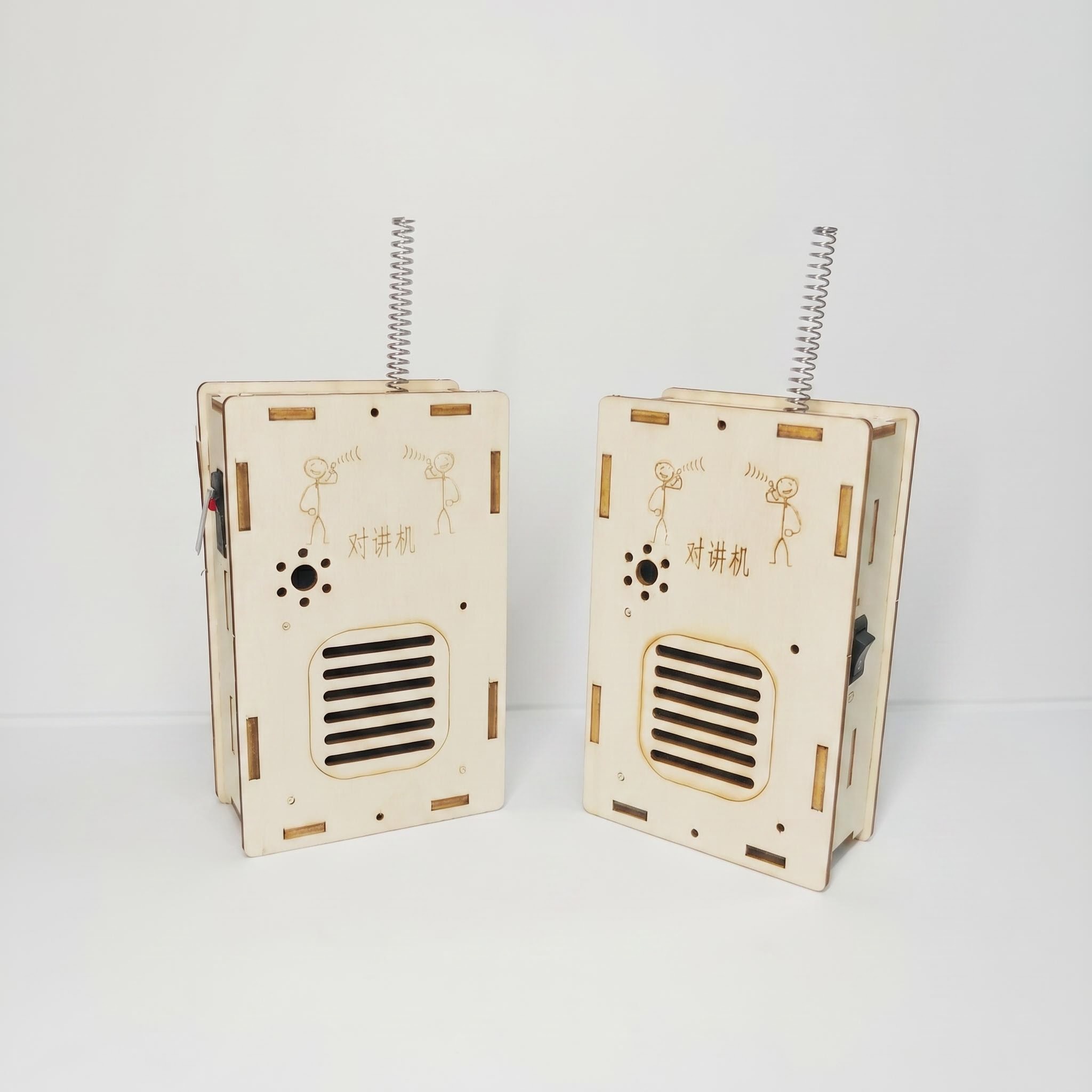 Wholesale Kids DIY Walkie Talkie Toy Cartoon Portable Outdoor Interactive Wooden Educational Toy for Kids
