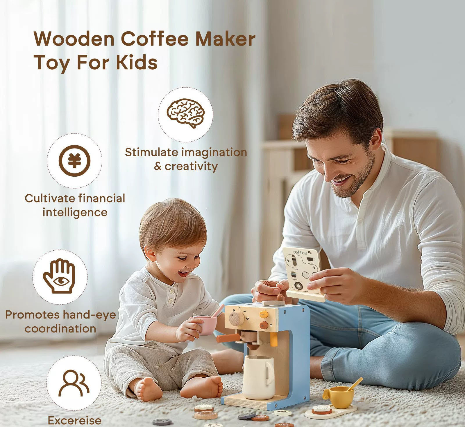 Wooden Coffee Maker Detail View 3