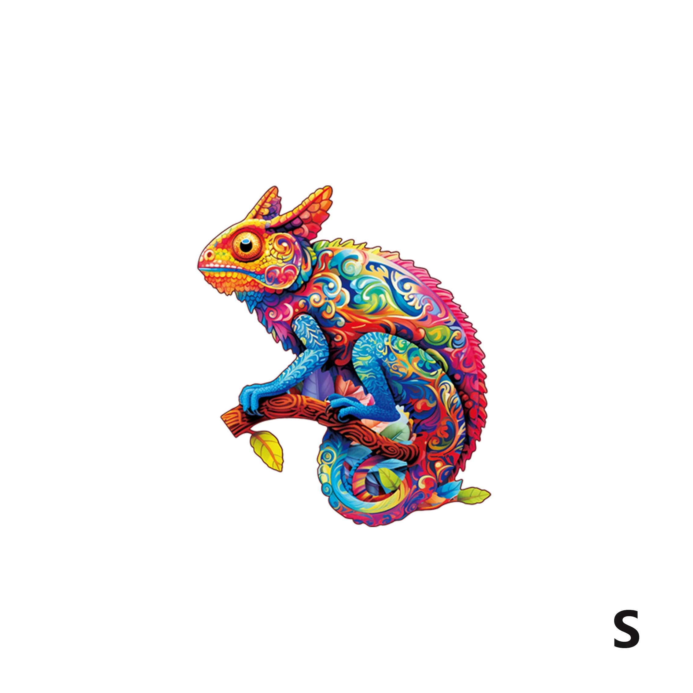 Hamaileon Chameleon Pattern 3D Wooden Jigsaw Puzzle DIY Educational Toys Irregular Animal Shapes Eco-friendly Laser Cutting Ages