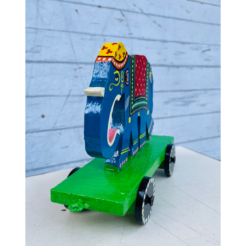 Eco-Friendly Durable Wooden Handcrafted Elephant Toy Wheels Traditional Pull Animal Figurine Decorative Handicraft Gift for Kids