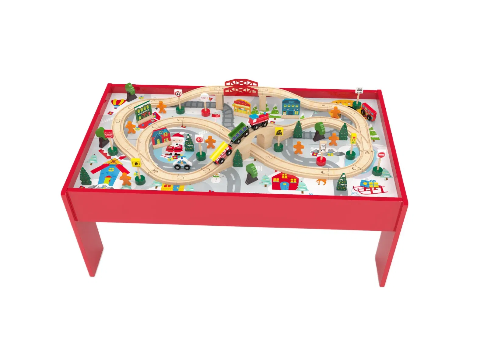 Wooden Train Track Play Table Customized Educational Railway Table Set for Kids
