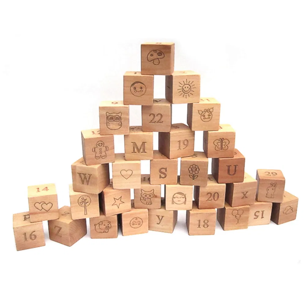 Wooden Toy Gift Set Developmental Construction Natural Building Blocks