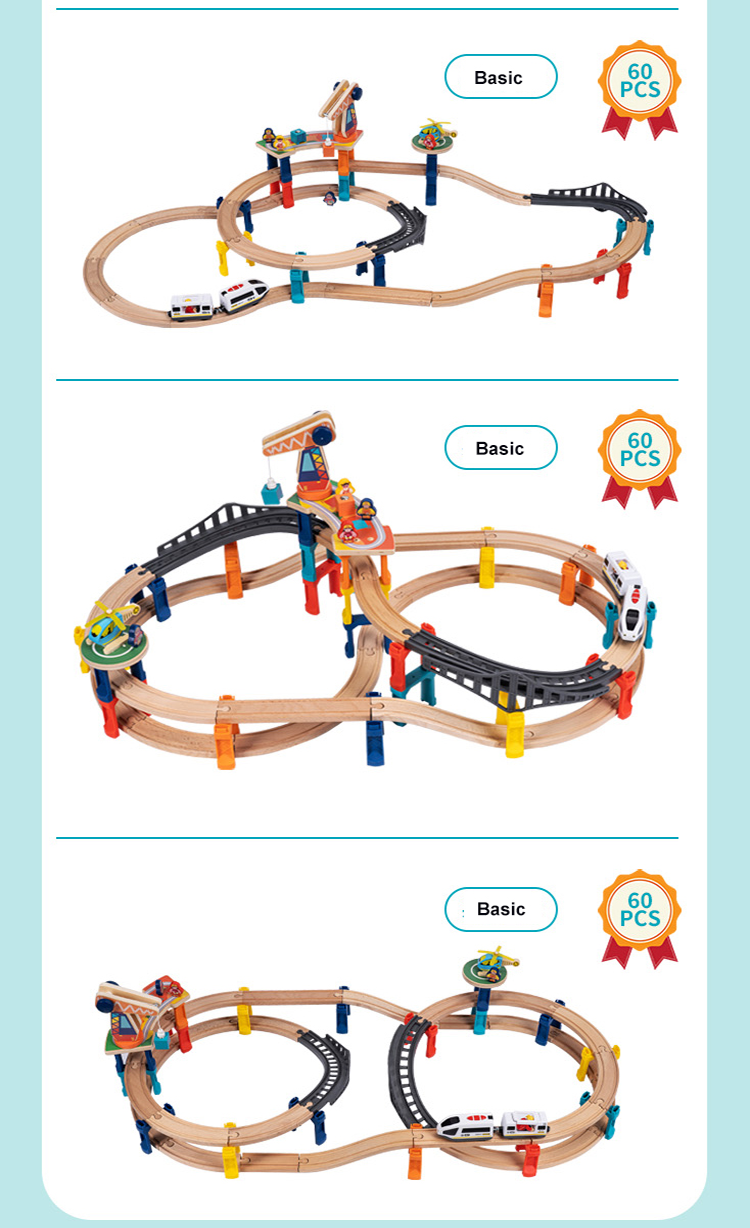 UDEAS Exercise Hand-On Ability DIY Railway Train Set Builder Wooden Big Track Toy