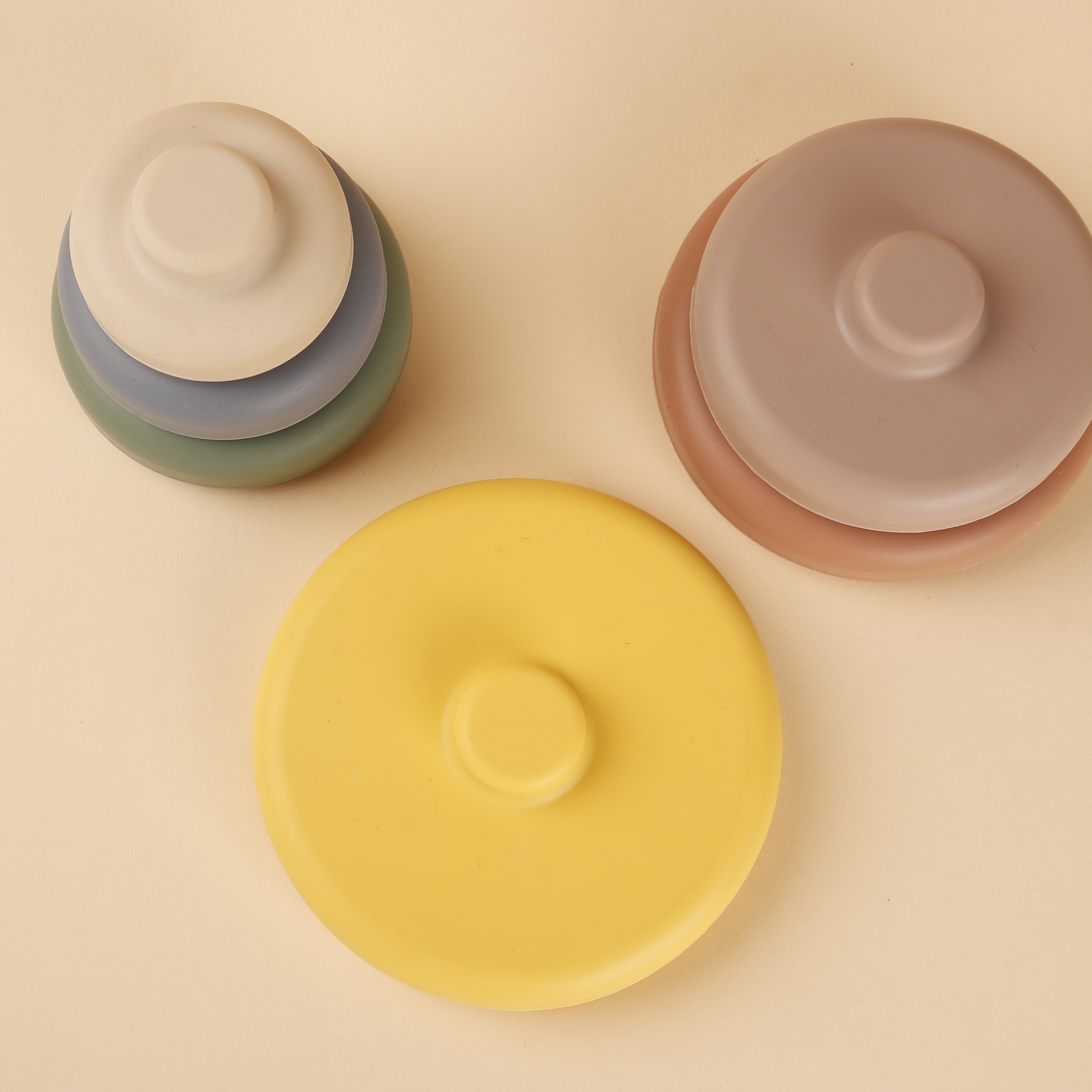 Free Food Grade Eco Friendly Silicone Stack Baby Toy Geometry Teether Silicone Stacking Cups