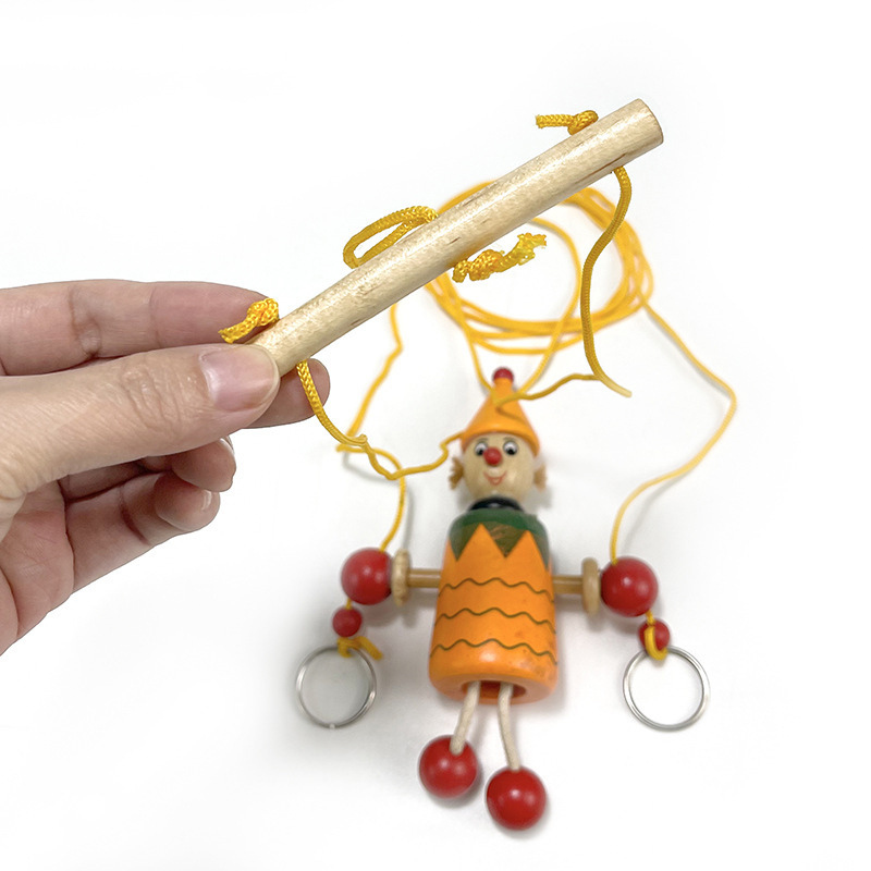 Wholesale Wooden Pull Puppet String Doll Wooden Clown Pull Toy Wooden String Puppet