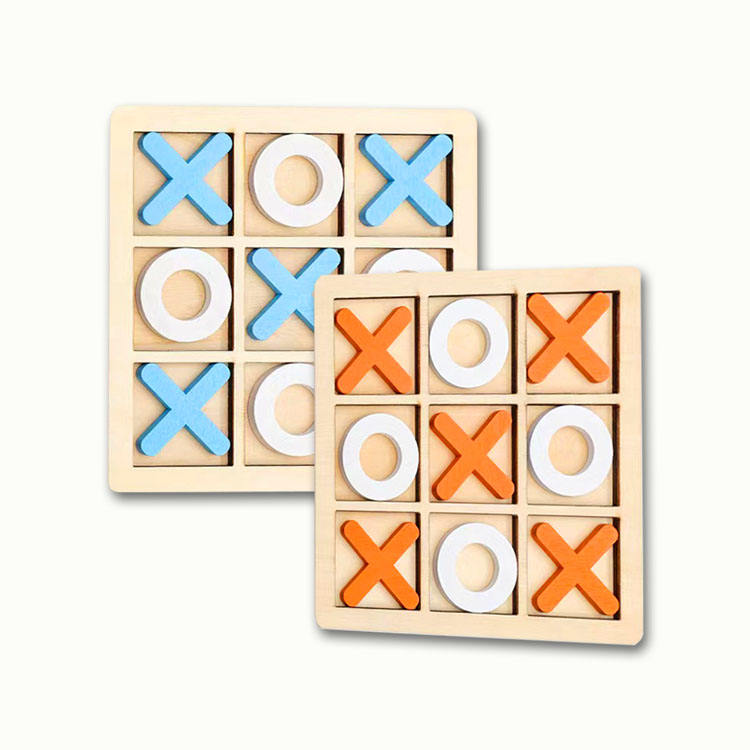 Wood Tic Tac Toe Board Game Funny Toy Indoor Portable Two-Player Interactive Tabletop Game Children's