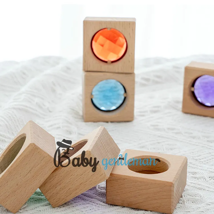 Large Particle Transparent Gem Building Block with Wooden Box Z13376D