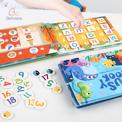 Toddler Quiet Book Early Learning Activities Puzzle Paste Matching Game Toy Kids Educational Magic Tape Wooden Busy Books Toys