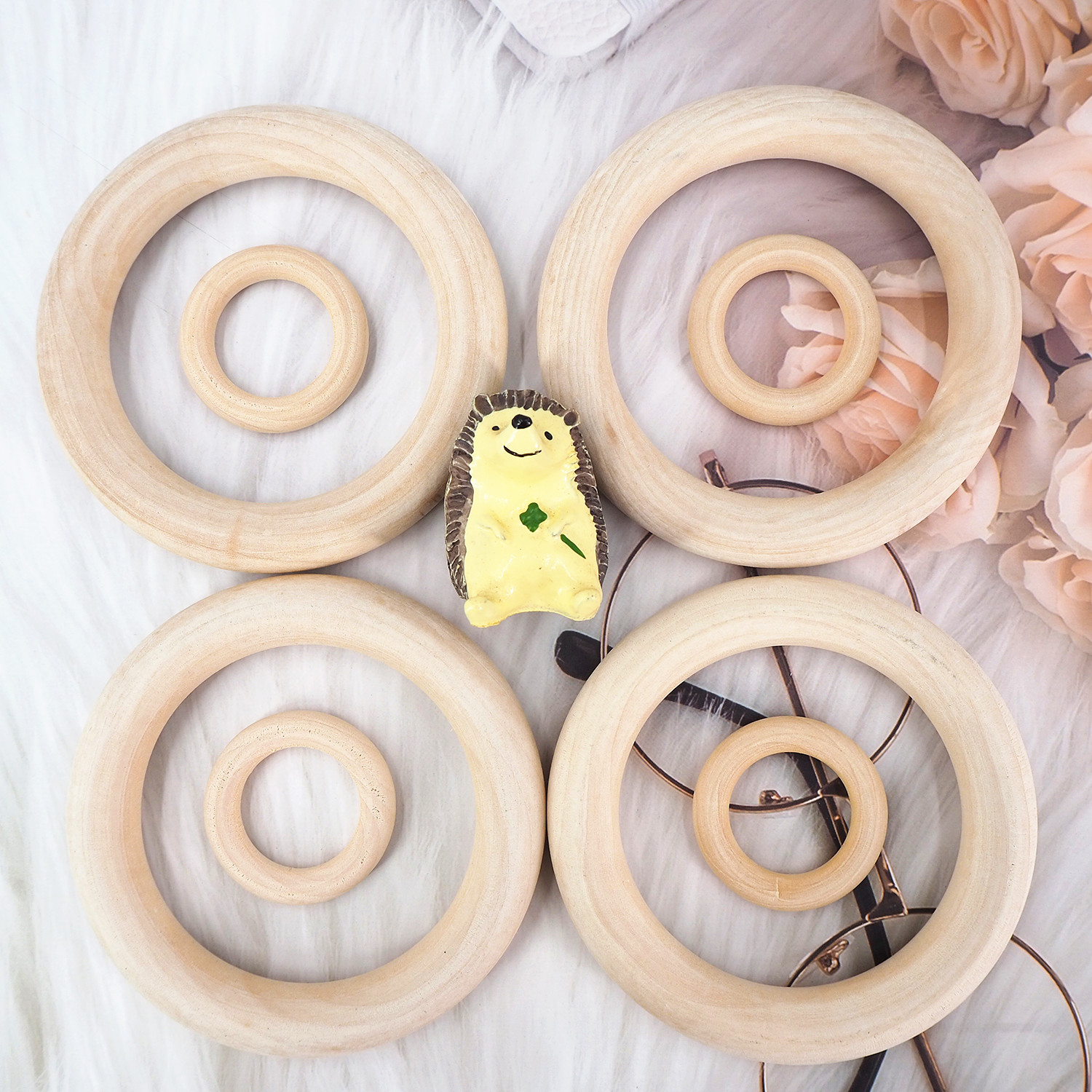 Fine Quality Eco Friendly 70mm Natural Maple Wooden Teeth Ring Teether Kids Toy Ornaments Accessories Baby Wood Ring