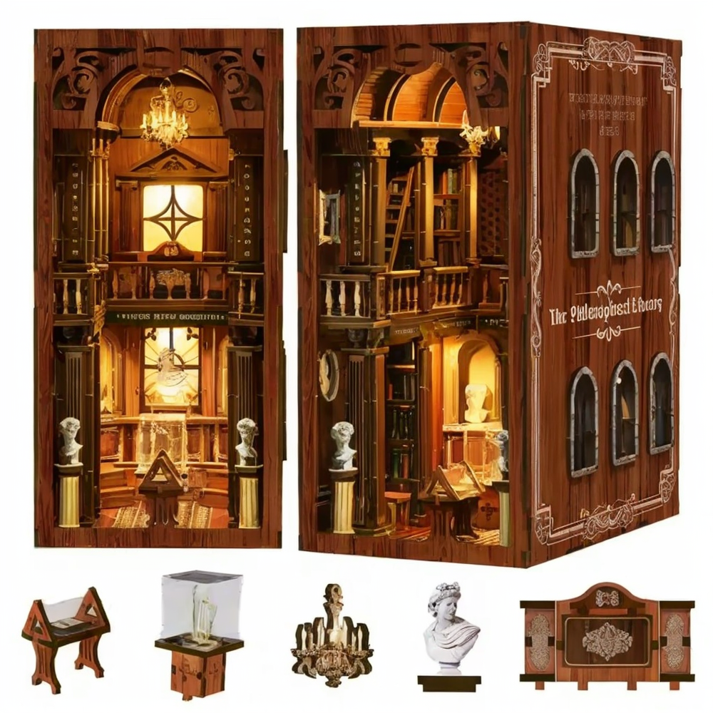 Factory Wholesale Handmade Craft Miniature Model Decoration Dollhouse with Light Building Model Book Nook Kit