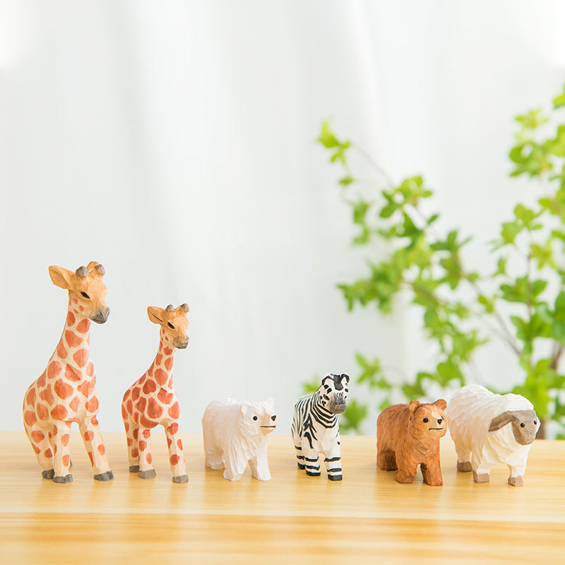 Children's Wooden Sheep Toy Animal Wooden Sheep Decorations Cartoon Animal Diy Simulated Miniature Figurines