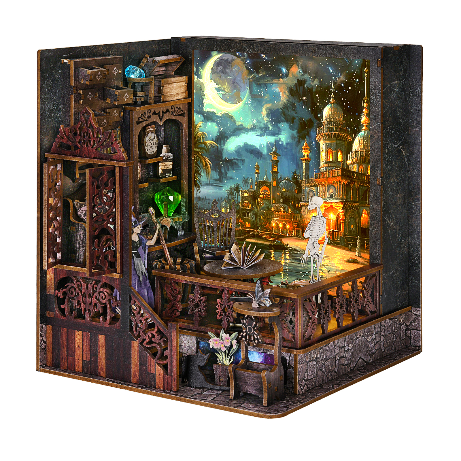 DIY Book Nook Kit &amp; Wooden Doll House Set - Miniature House Architecture Kit with Doll Furniture for Creative Display