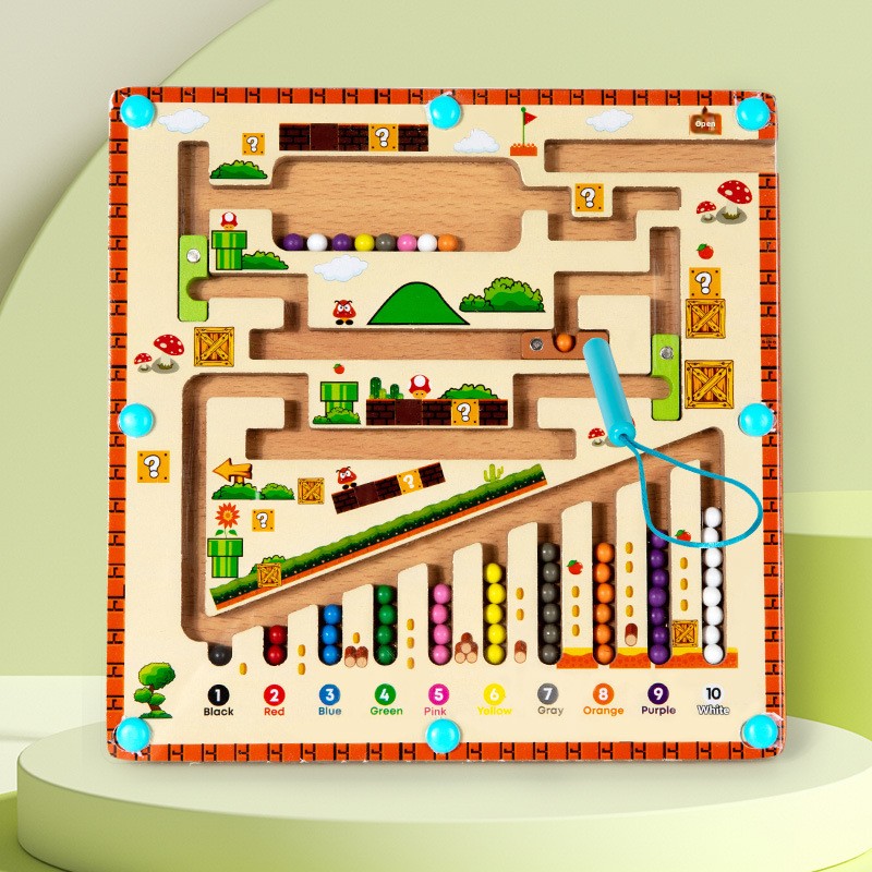 Montessori Wooden Unisex Educational Games for 4-6 Year Olds Bead Sorting Maze Toy Cognitive Number Logic Thinking Challenges