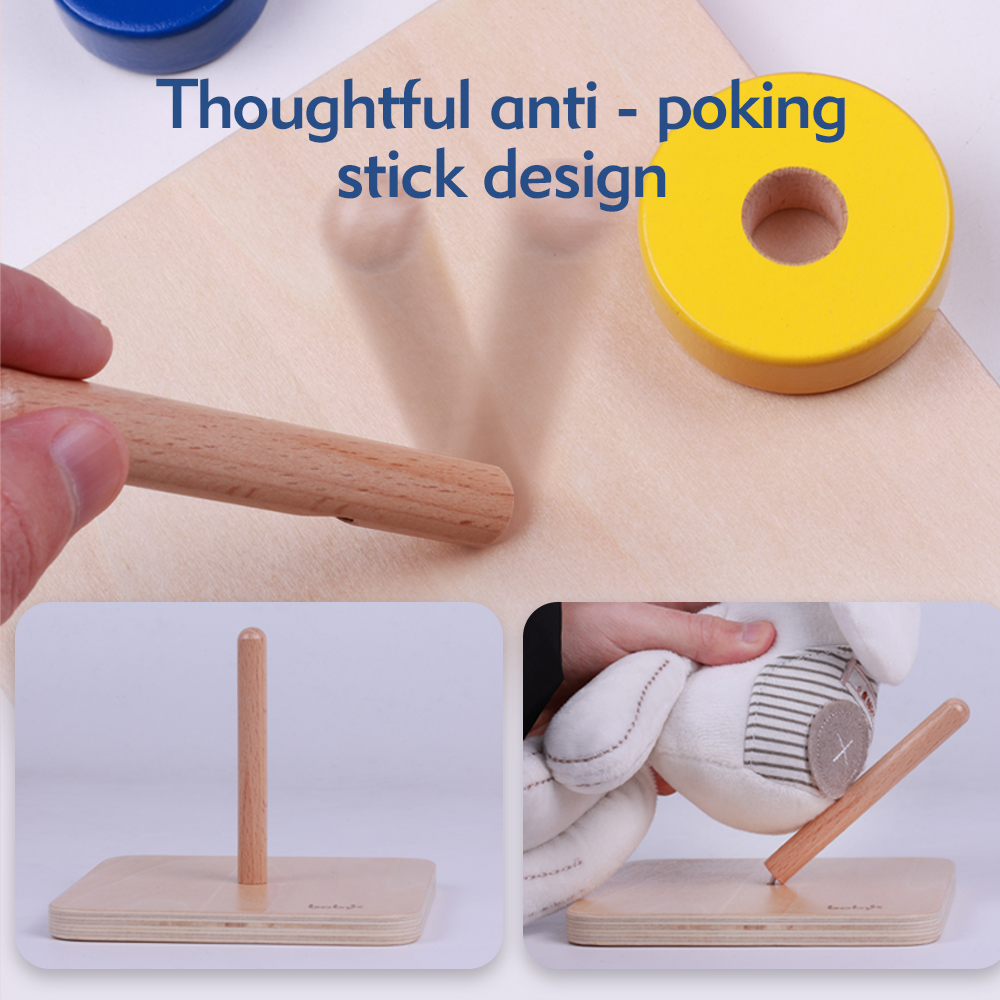 Montessori Wooden Educational Toys for Toddlers 1-3 Years Horizontal Disc Stacking Ring Toy