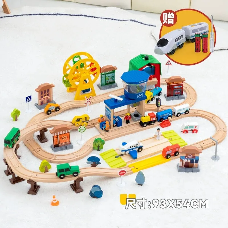 2025 Wholesale Christmas Kids Railway Wooden Electric Toy Model Mini Train Sets