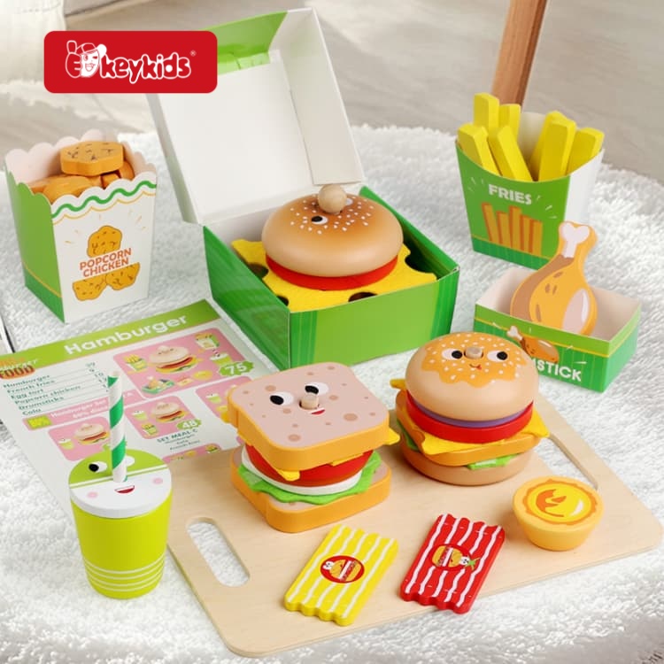 2026 New Wooden Sandwich Stacking Toy Pretend Play Food Montessori Educational Toy for Kids W10L220