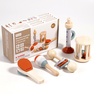 Toddler Montessori Musical Toys Wooden Music Alinstrument Toy 5-piece Set Preschool Educational Toys for Babies 1-3 Years