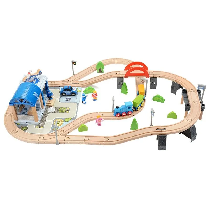 2026 Wholesale Chirstmas Kids Railway Electric Toy Wooden Model Mini Train Set