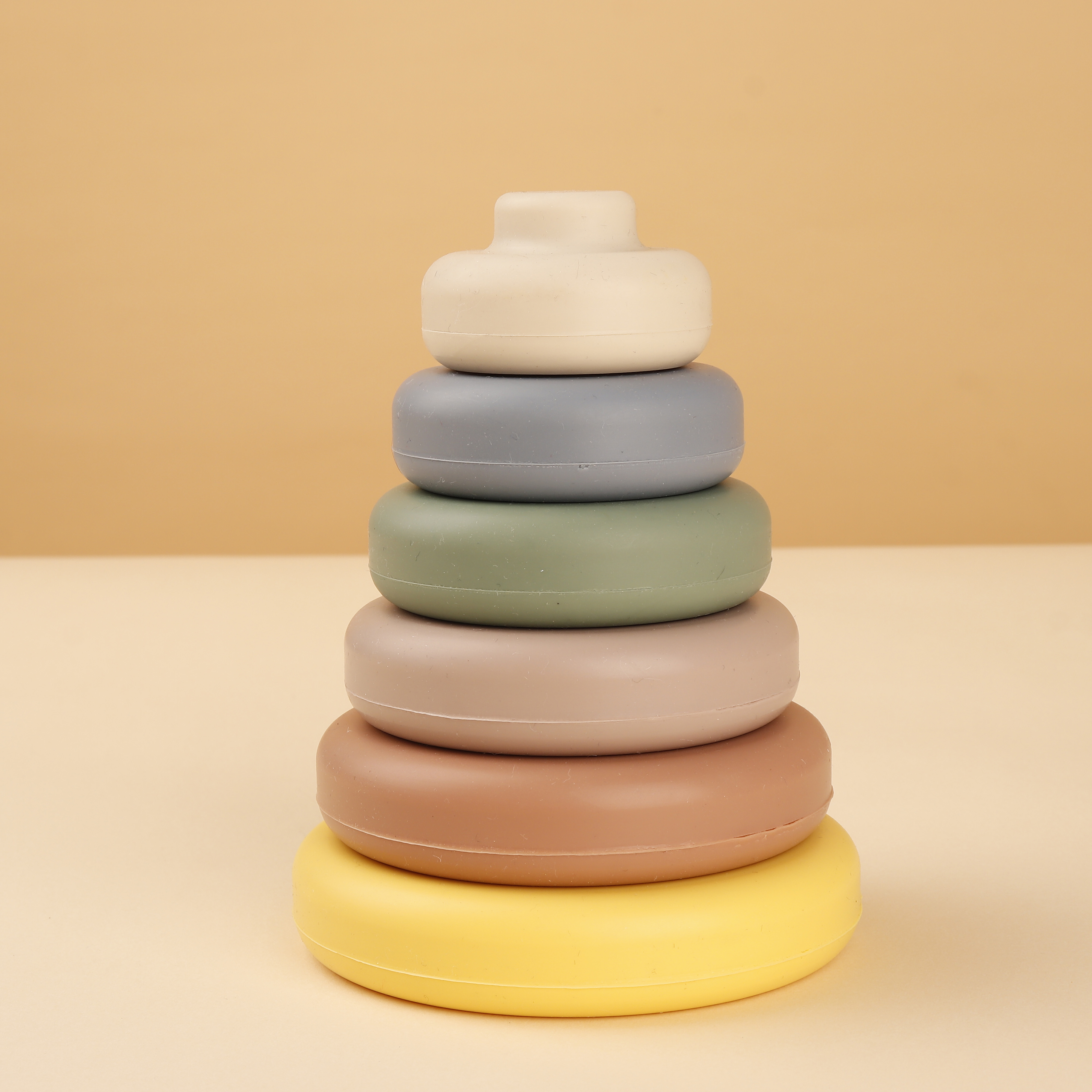 Free Food Grade Eco Friendly Silicone Stack Baby Toy Geometry Teether Silicone Stacking Cups