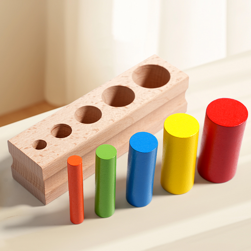 Montessori Wooden Teaching Aids-Five-Color Cylinders for Kids 2-4 &amp; 5-7 Years Early Education Educational Toys