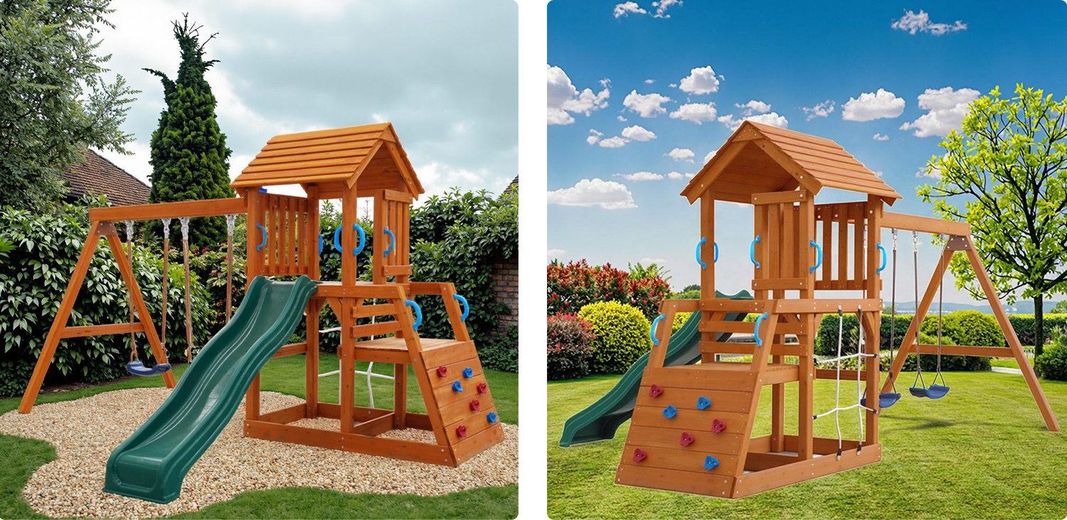 Wooden Swing Set Backyard Layout