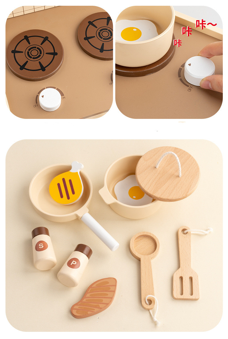 Wooden Baby Walker Baby Push Walker With Pretend Kitchen Montessori Sensory Activity Center Push Walker Toys for Babies L16E020