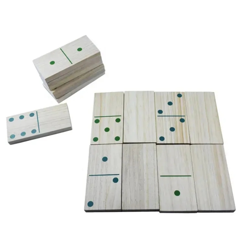 28 PCS Wooden Domino Set Building Blocks Garden Yard Game Toy