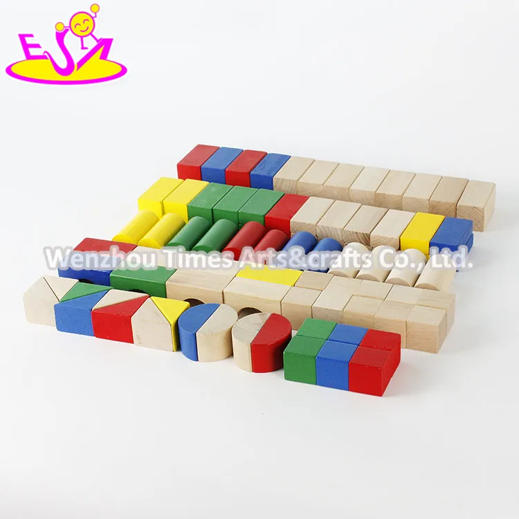 Colorful 80 Pieces Kids Wooden Toy Connecting Building Blocks Best Sale Children Wooden Intelligence Building Blocks W13A137