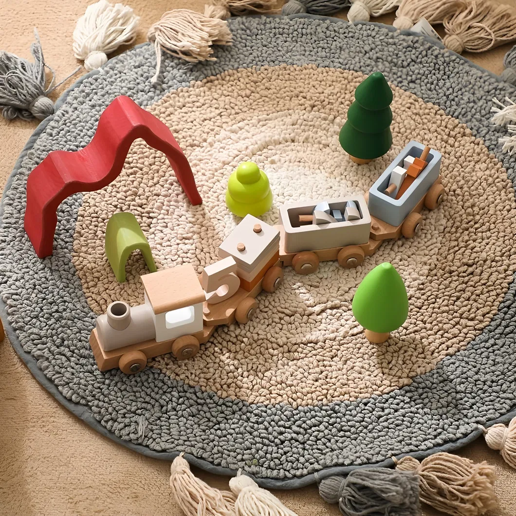 Wholesale Christmas Wooden Cars Wooden Railway Mini Train Set Toy for Kids
