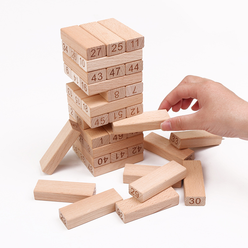 Wooden Toy Tumbling Tower Brick Building Game Toppling Blocks