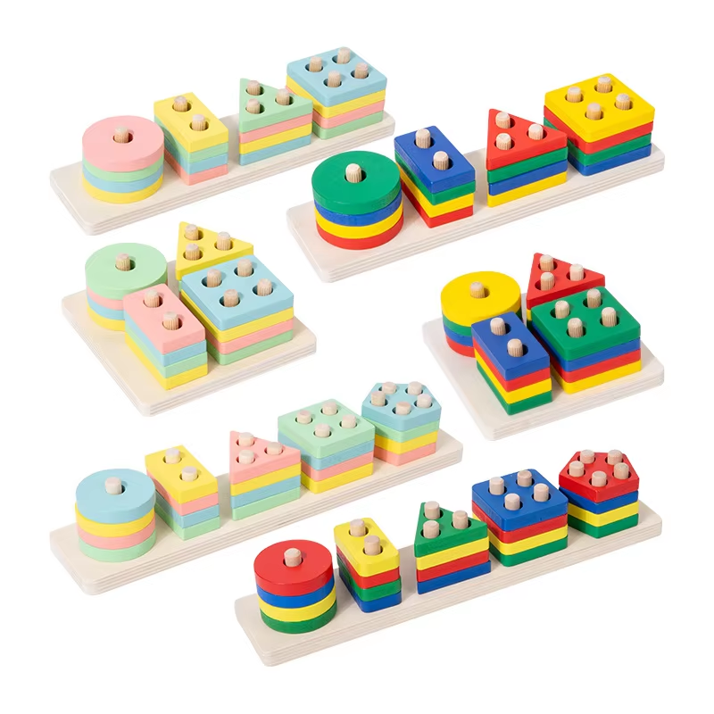 Qiaike Montessori Toys Wooden Learning Puzzles Shape Sorting &amp; Stacking Toys for Toddlers and Kids Preschool