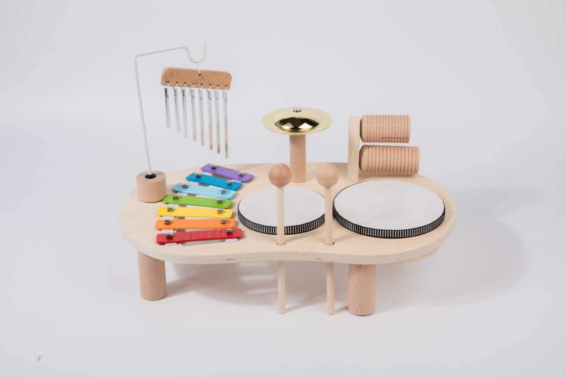 CE/CPC Children's Multifunctional Music Desk Knocking Piano Knocking Gongs Wind Chimes Drums Wooden Musical Instruments Toys