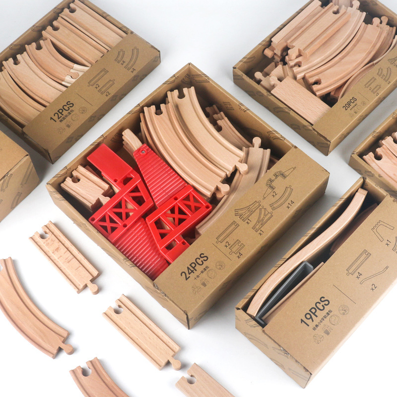 Unisex DIY Creative Wooden Railway Train Track Set