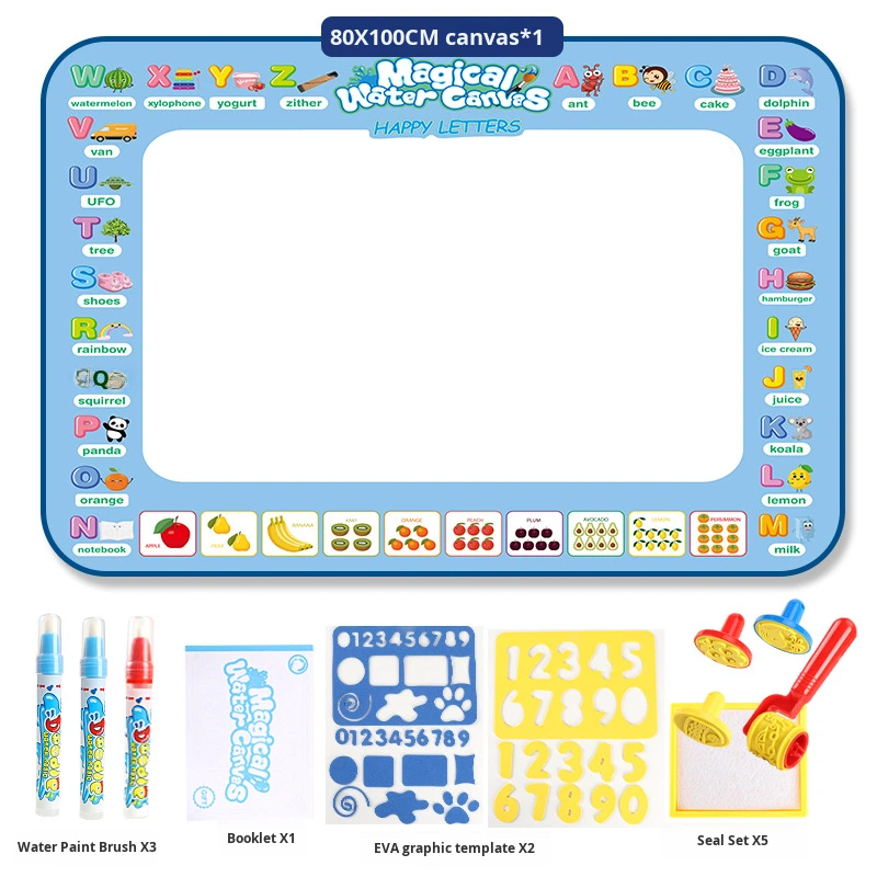 HARDWORK Large Water Drawing Mat For Kids Ages 2-8, Reusable Magic Doodle Cloth Board With Water Pen, Educational Painting Toy