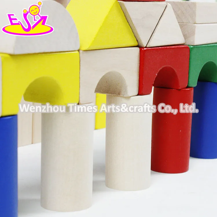 Colorful 80 Pieces Kids Wooden Toy Connecting Building Blocks Best Sale Children Wooden Intelligence Building Blocks W13A137