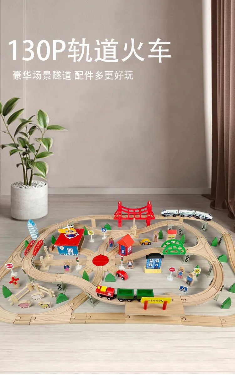 Wooden Railway Mini Electric Toy Model Train Set Item 16